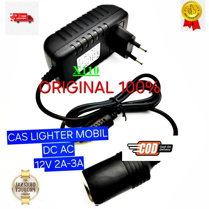 X110 CAS AUDIO HP SMARTPHONE DLL USB LIGHTER MOBIL DC AC  12V 2A 3A ORI 100% ADAPTOR SOKET SOCKET CA