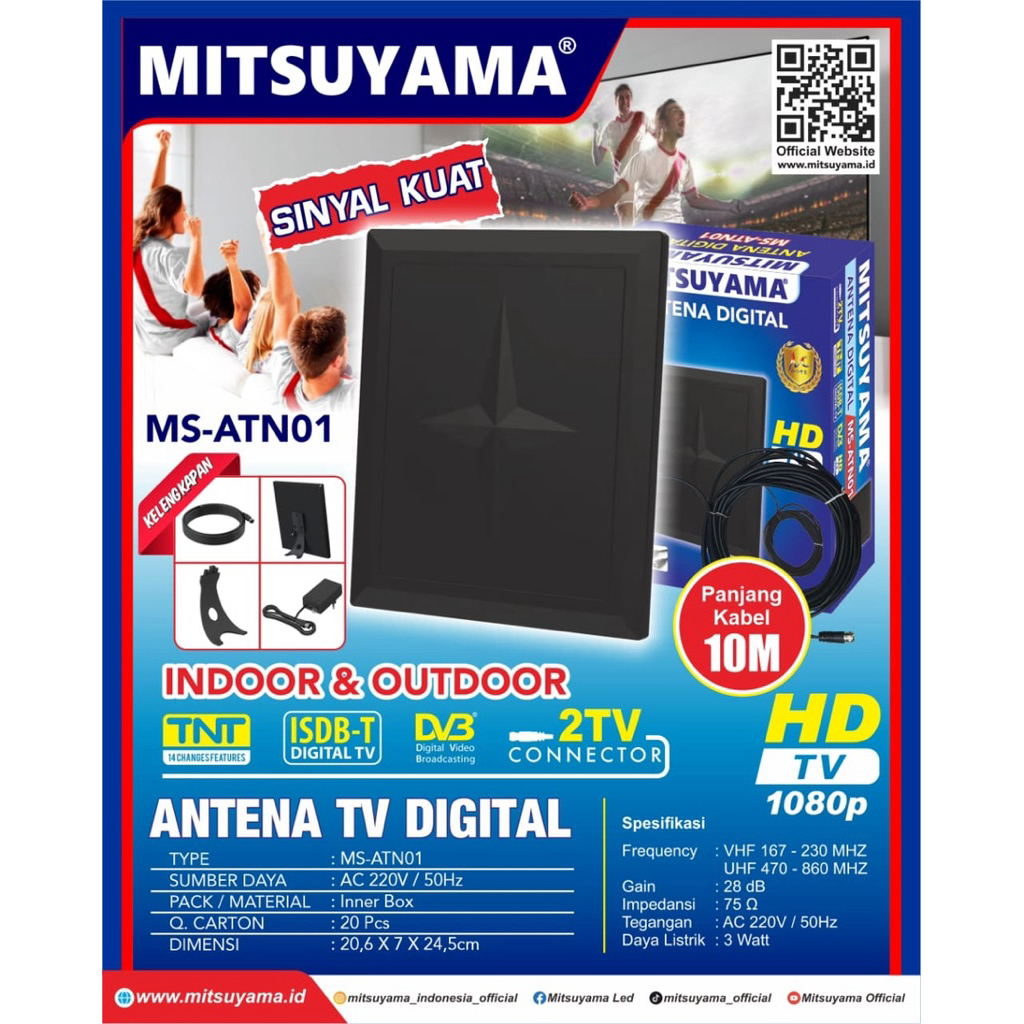 Antena TV Mitsuyama Digital Indoor dan Outdoor MS-ATN01
