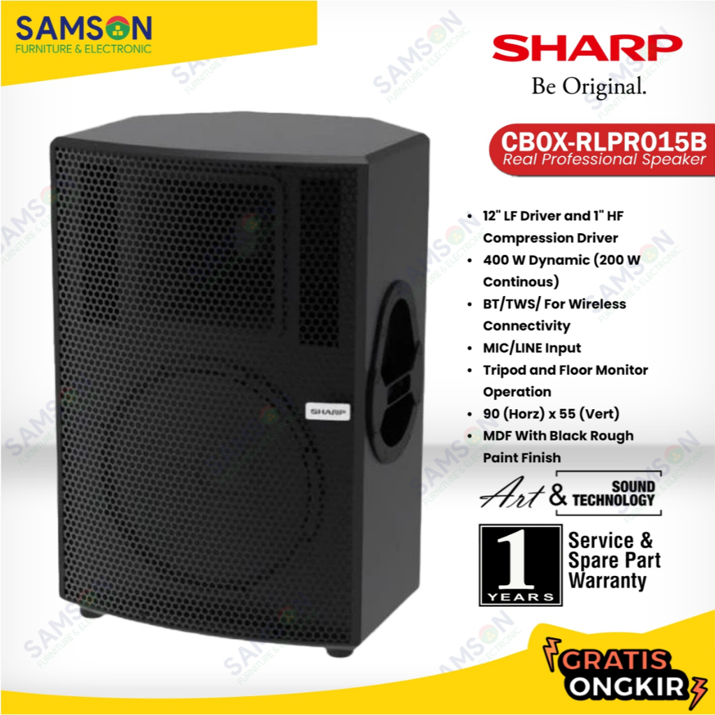 SHARP Active Speaker CBOX-RLPRO15B Real Professional 2 Way 15 Inch LF Driver Bluetooth TWS Tripod