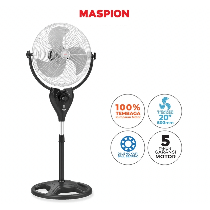 Maspion Power Stand Fan Kipas Angin Berdiri 20 Inch PW-507 S / Kipas Angin Maspion 20" PW 507 S
