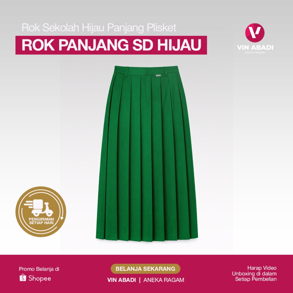 ROK SEKOLAH HIJAU PANJANG / ROK SEKOLAH HIJAU / ROK PANJANG HIJAU / ROK HIJAU