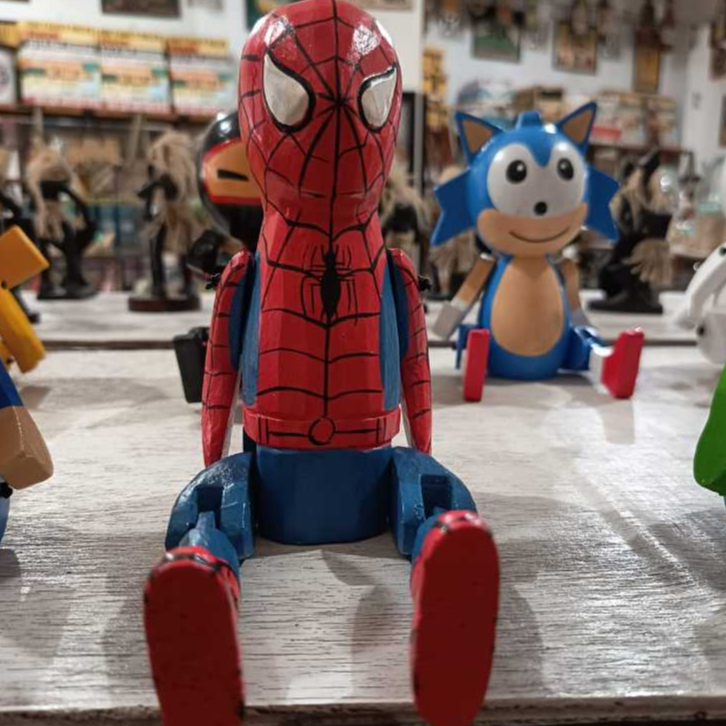 Boneka kayu/ Boneka karakter/ Patung Kayu spiderman/ mainan anak
