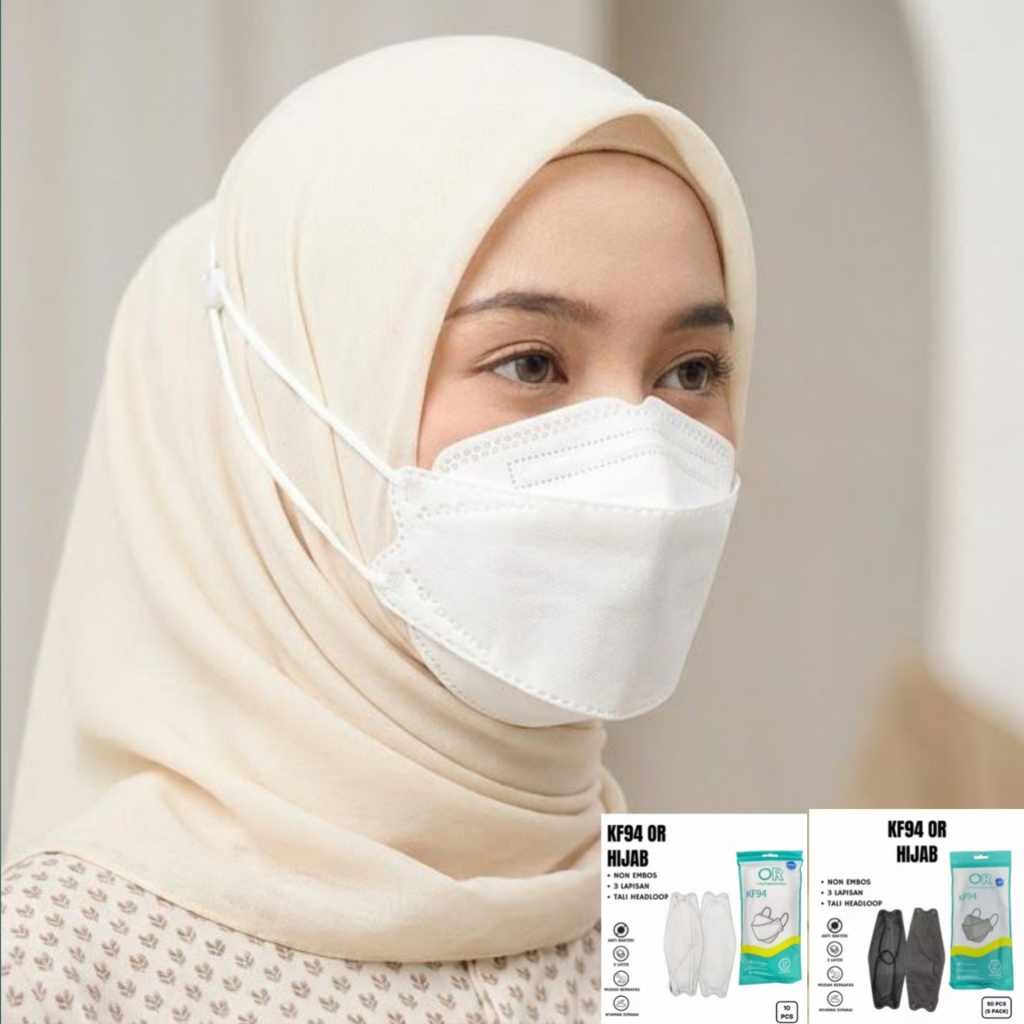 KF94 Hijab | Masker KF94 Hijab | Masker Hijab |  Headloop KF94 - Tali Melingkar di Kepala
