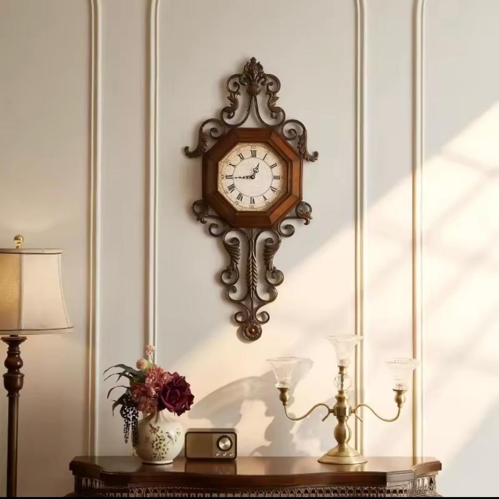 Jam Dinding Vintage Antik Mewah Romawi Aesthetic