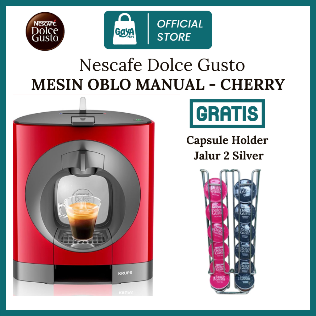 Mesin Kopi NESCAFE Dolce Gusto Oblo Manual Coffee Machine by Krups - Cherry Original