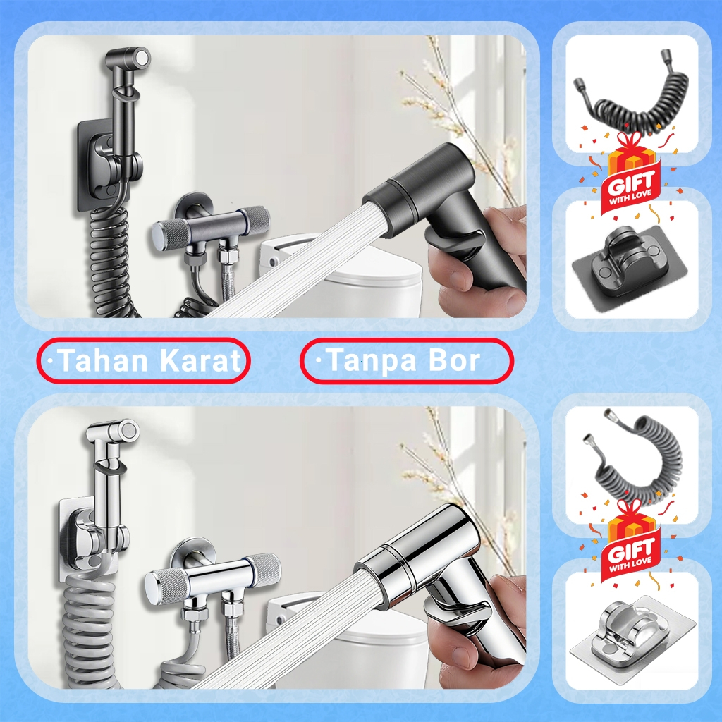 Jet Washer Toilet, Toilet Shower Jet Washer, Tahan Karat Kamar Mandi, Dilengkapi Keran Air Ganda