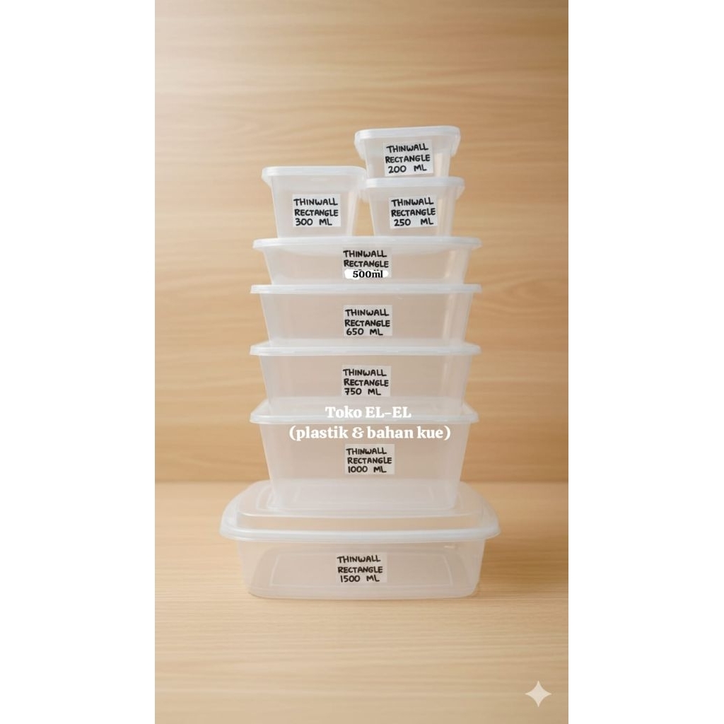 Thinwall Persegi Panjang / thinwall rectangle 200ml/250ml/300ml/500ml/650ml/750ml/1000ml/1500ml