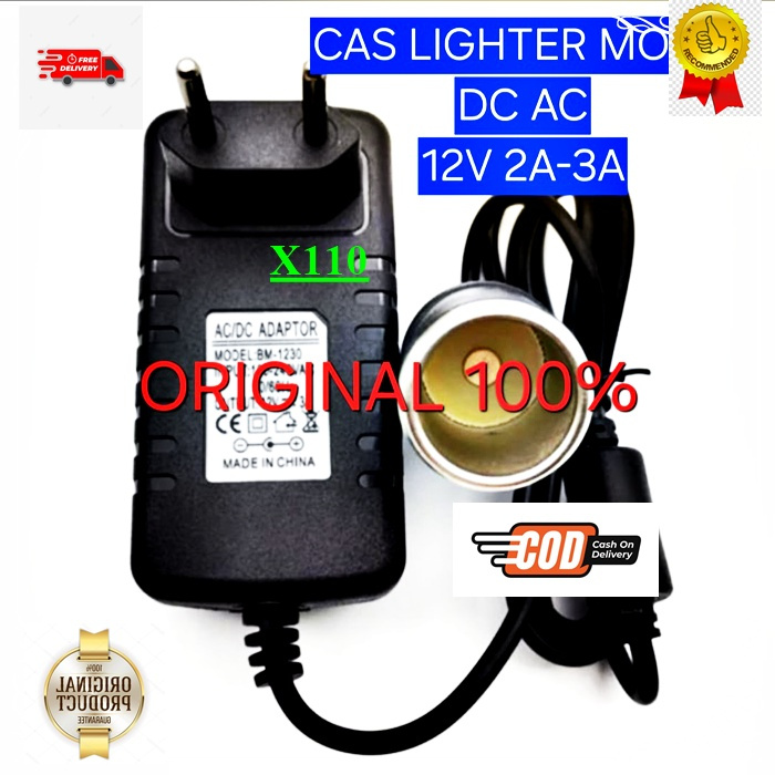 X110  CAR POWER ADAPTER CAS LIGHTER MOBIL DC AC  12V 2A 3A ORI 100% ADAPTOR SOKET SOCKET CAS CASAN T