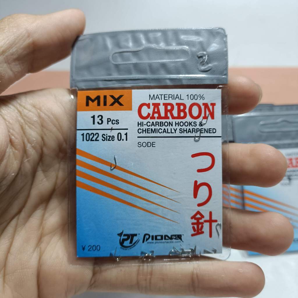 Mata Kail Pancing Merk Carbon Mix Ukuran 0.1 Isi 12pcs
