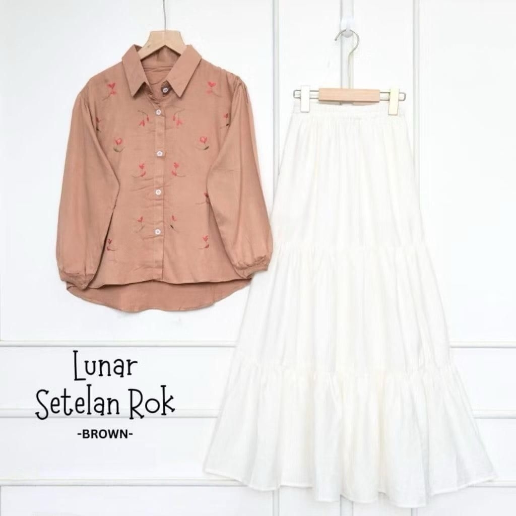 LUNAR SET ROK LINEN KIDS ( 7 TAHUN - 15 TAHUN ) ATASAN KATUN // SETELAN ANAK REMAJA KATUN // ONE SET