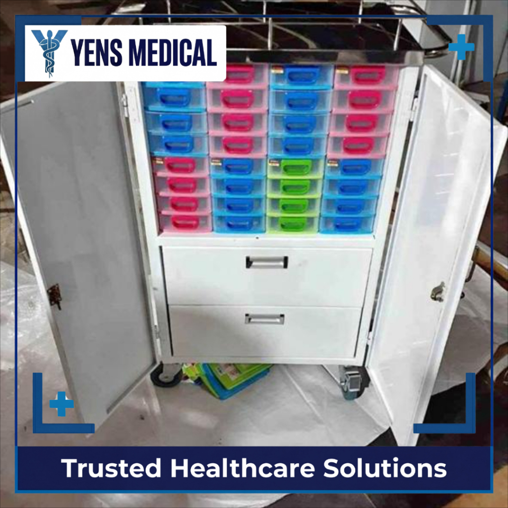Troli Obat Medicine Cabinet - Lemari Dorong Medis Apotek Klinik RS