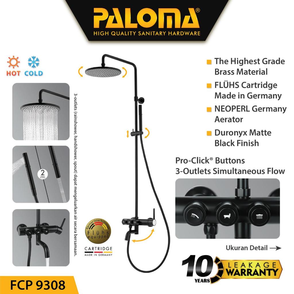 PALOMA FCP 9308 Shower Tiang Set Column Mandi Keran Kran Panas Dingin - Matte Black
