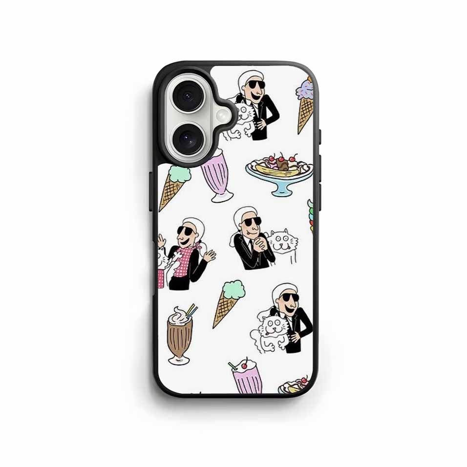 iPhone Case Karl Lagerfeld Iced Hybrid Rubber for 17 Pro Max 16 15 14 Plus 13 12 Mini 11 KL007