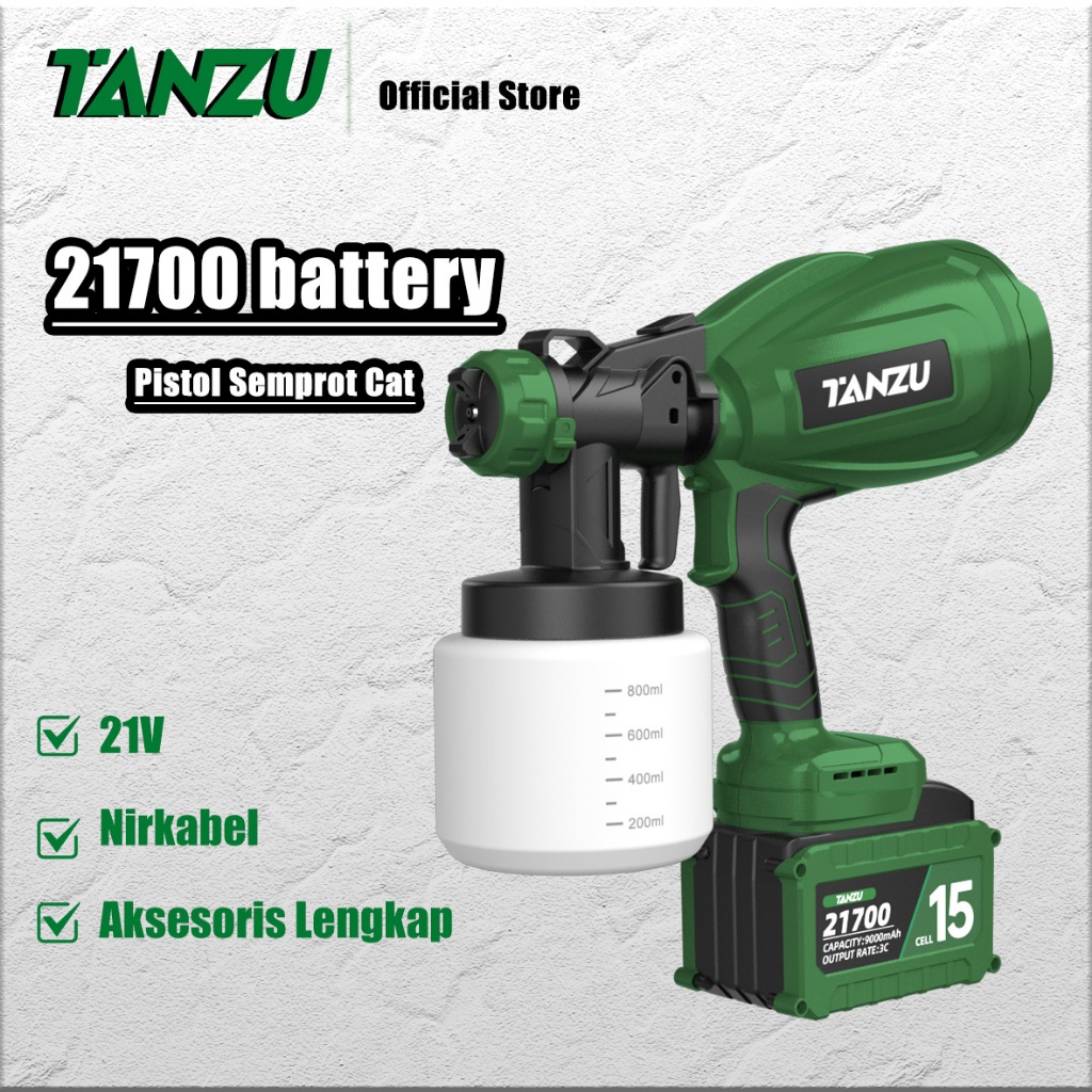 TANZU Electric Spray Gun Cordless 800ML semprot cat listrik gun cat semprot semprotan cat kompresor 
