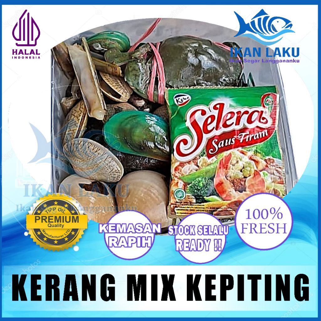 Kerang Mix Kepiting 1kg – Premium Seafood Praktis Siap Masak Sudah Bersih