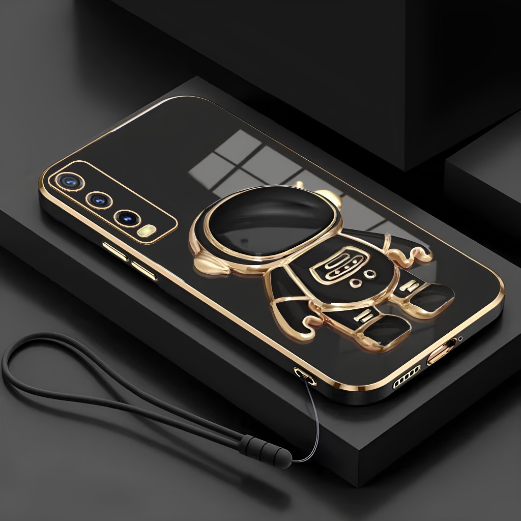 Soft Case Vivo Y12s Y20 Y20s Y20a Y20i Casing Dudukan Lipat Astronot Plating Free Tali Lanyard