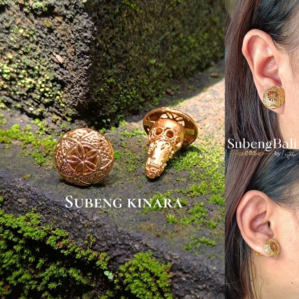 subeng Bali | anting Bali | giwang Bali model Kinara alpaka lapis emas
