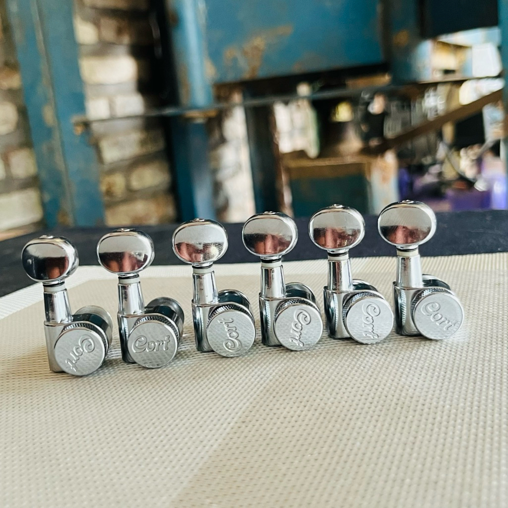 dryer head locking tuner gitar CORT sejajar kanan/inline original warna chrome