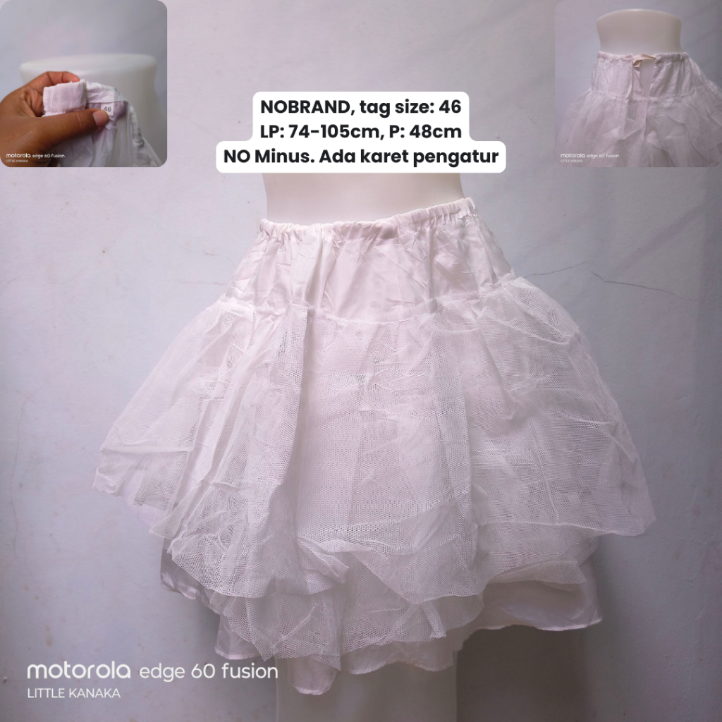 Rok Petticoat/Dalaman/Rok Layer 1-2 Lapis Gaun/Dress Wanita Dewasa Putih Aksesoris Fashion