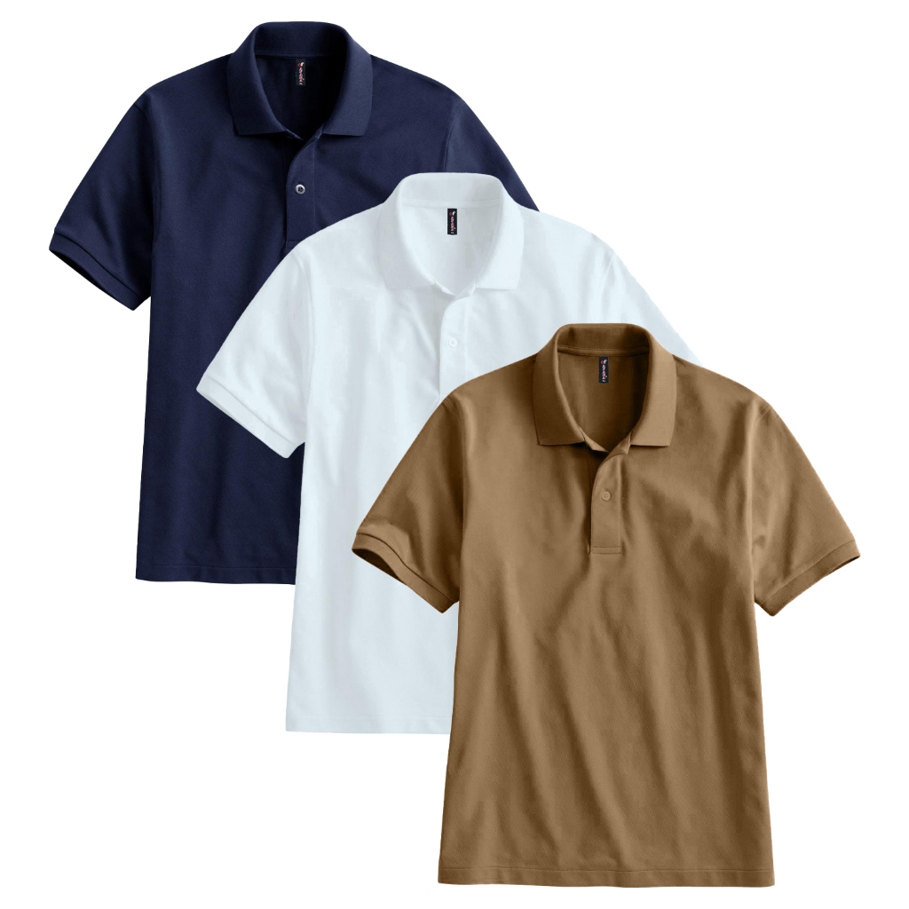 Ds - Paket 3pcs Polo Shirt Polos | Kaos Kerah Pria Lengan Pendek Atasan Seragam Polos Baju Cowok
