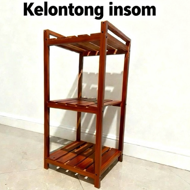 Rak Galon Rak megic com Rak dispenser rak serbaguna meja kayu 3 susun