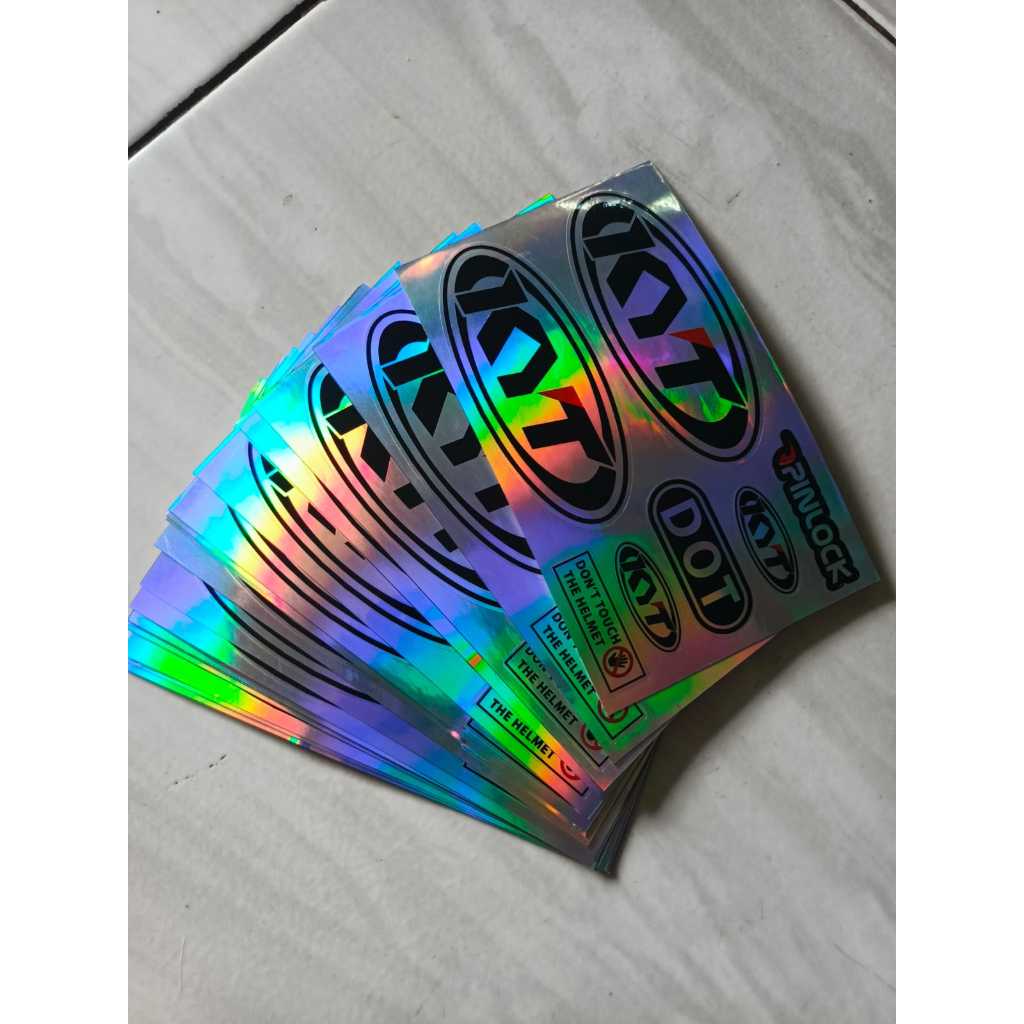 Sticker vinyl logo helm kyt kyoto dll satu set hologram