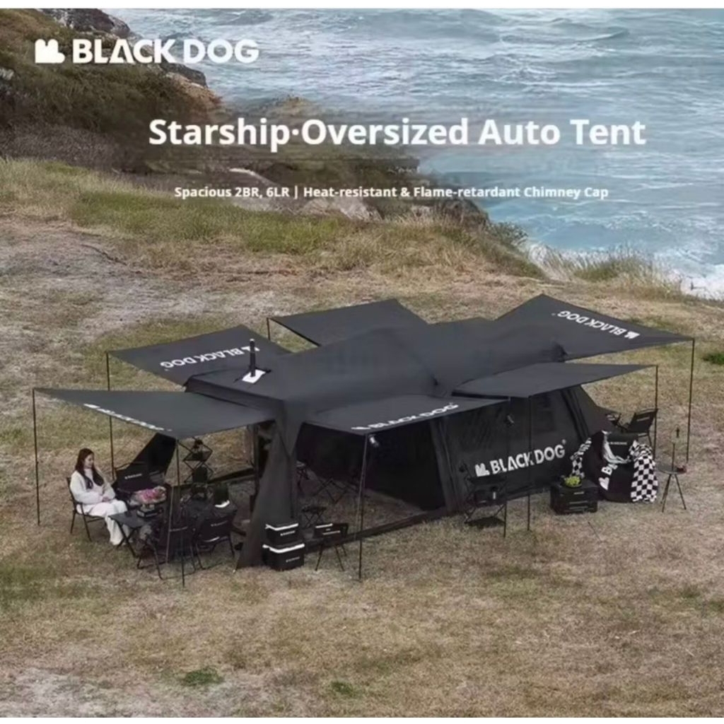 [BLACKCAMPER] AUTOMATIC SPACE X TUNNEL BLACKDOG TENT BLACK TENDA HITAM BERKEMAH