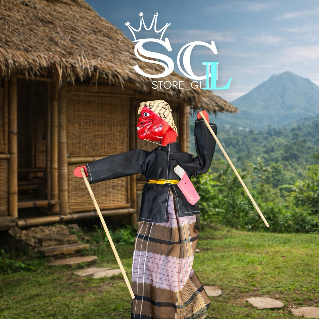 Wayang Golek Cepot Calangap Ukuran +40Cm premium, Wayang Golek Cepot Mangap