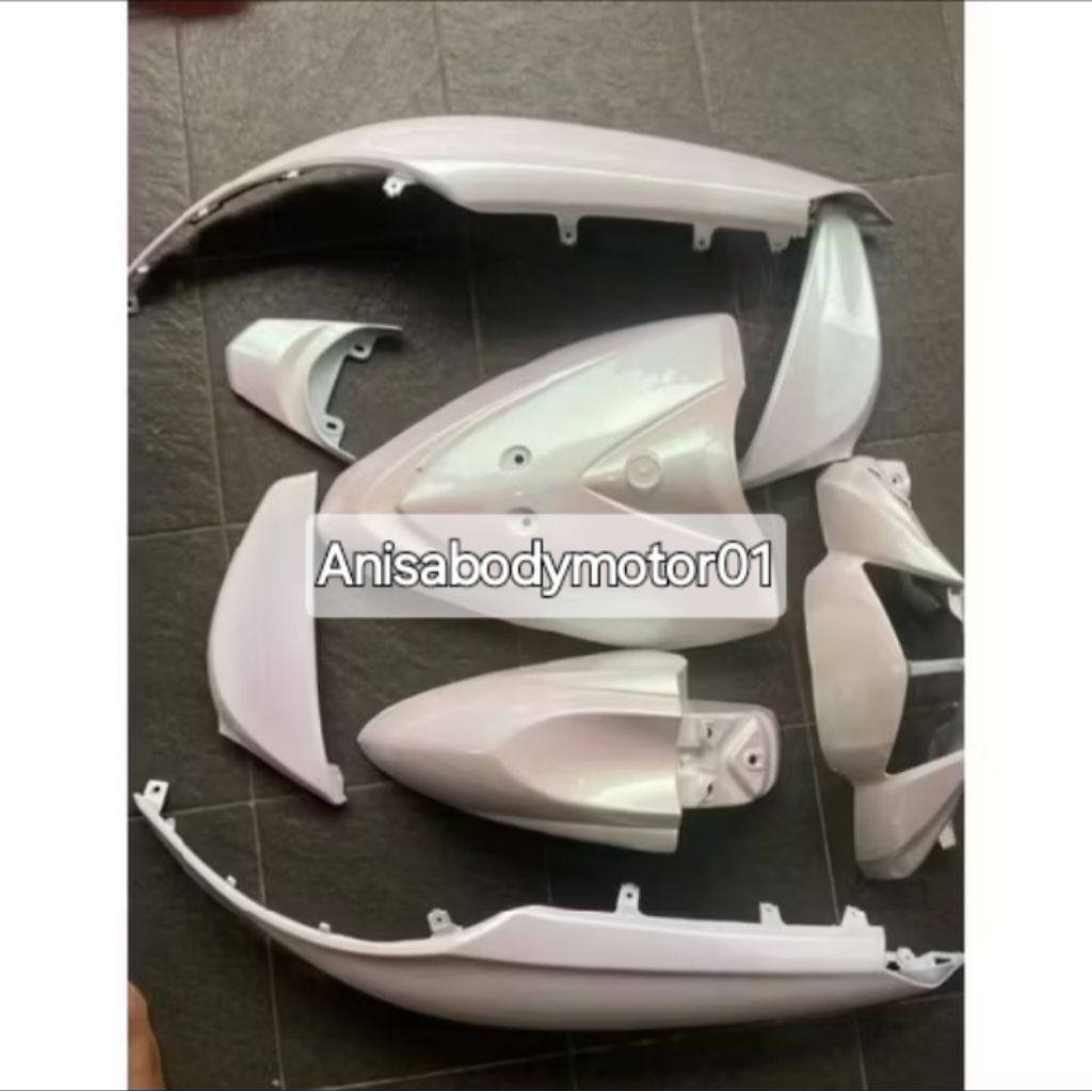 Full body halus yamaha mio J warna costum putih lembayung hijau