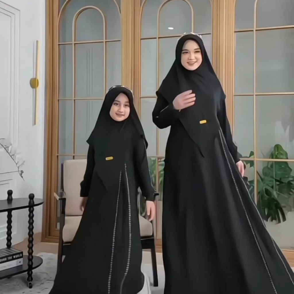 Saniacollection08 Kamilla Couple Ceruty Couple Ibu dan Anak Perempuan Model Terbaru  Set Baju Muslim
