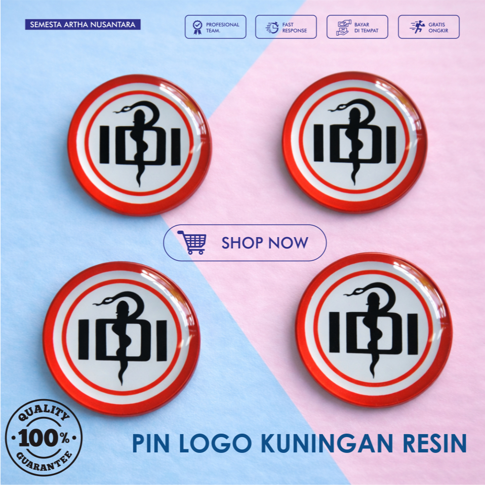 pin BROS / pin MUTZ Logo kuningan magnet pin Lambang IDI kuningan dilapis resin magnet peniti