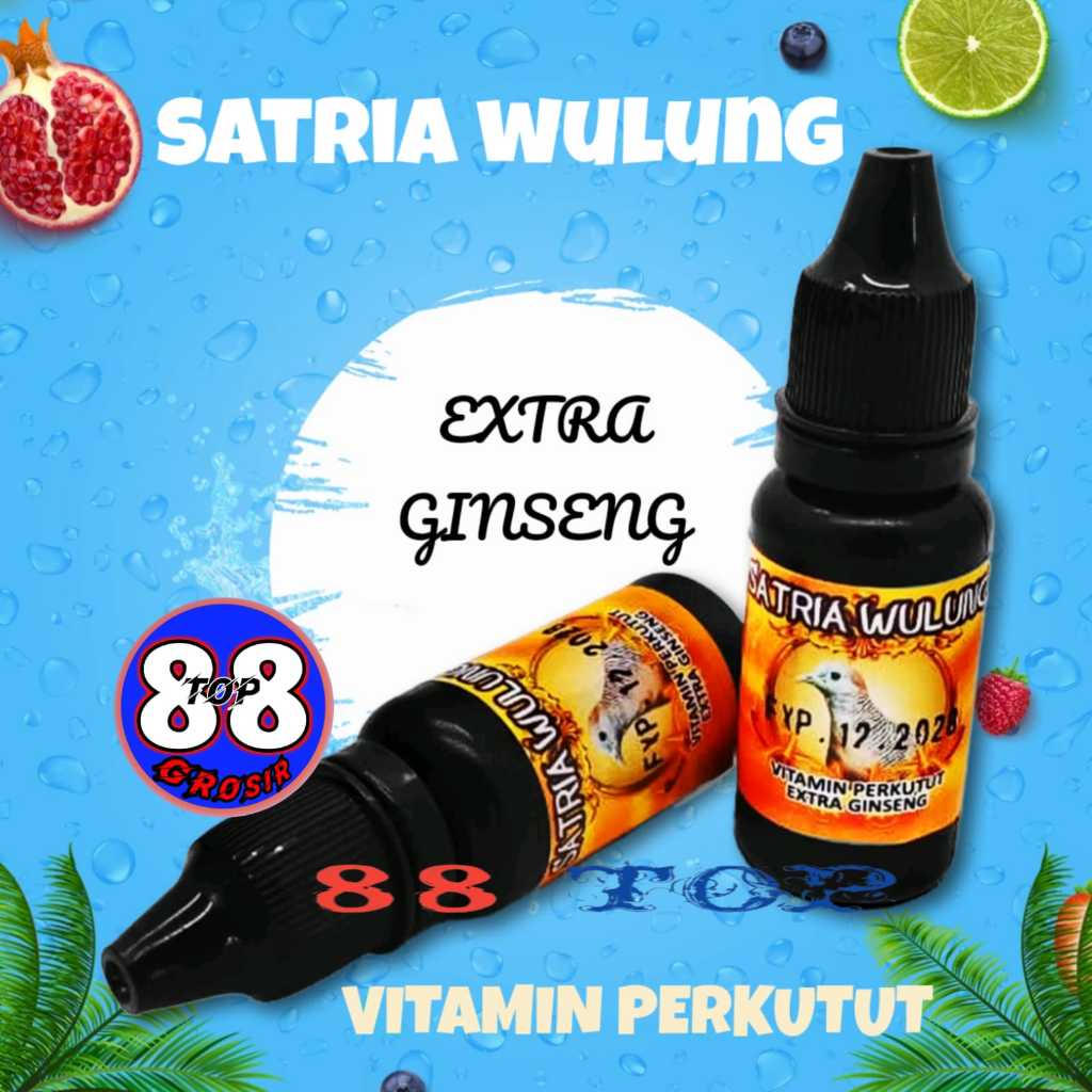 88TOP Vitamin Burung Perkutut Satria Wulung Ginseng Pro 3 Tetes Gacor Manggung Jamu Herbal Suplemen 
