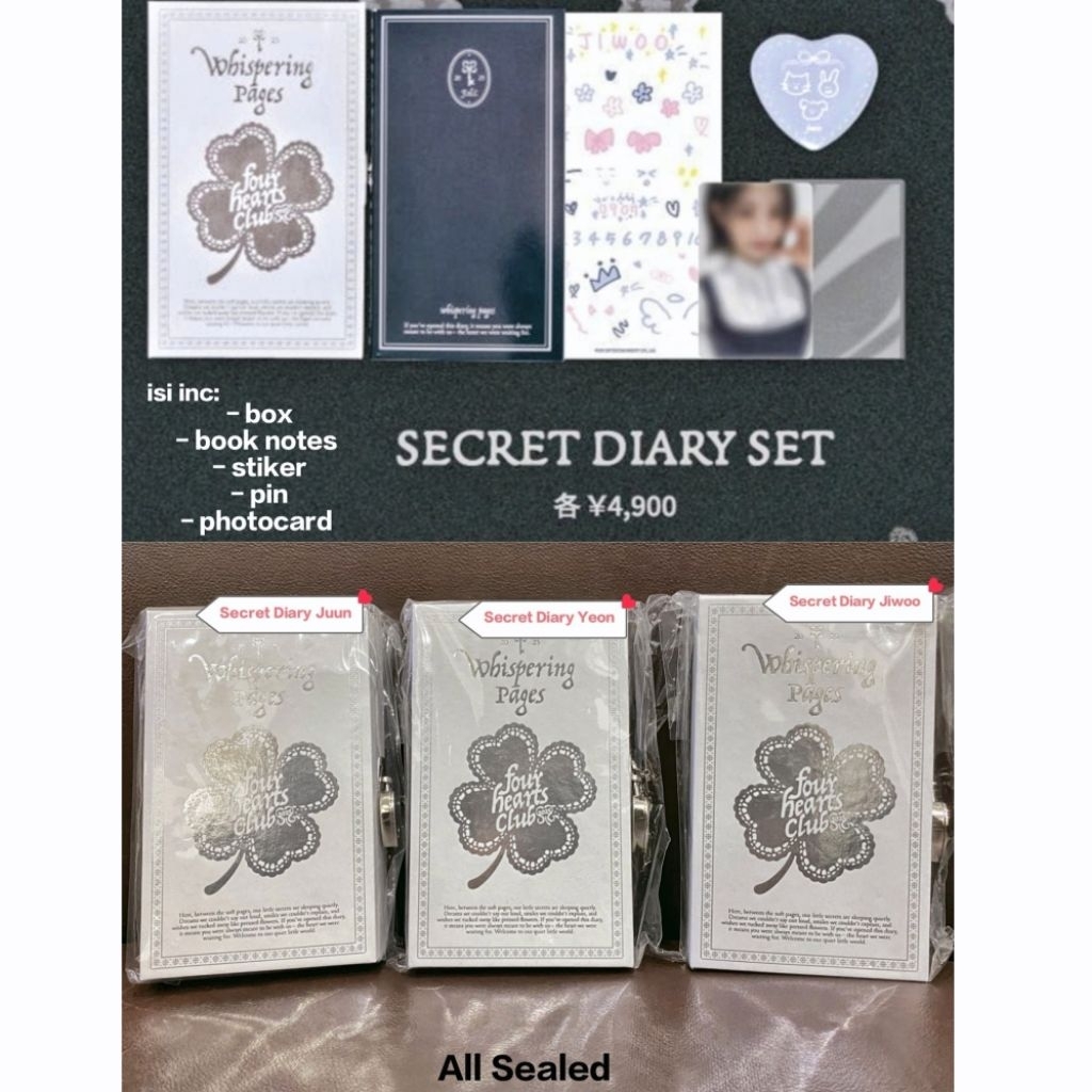 Official Hearts2Hearts Four Hearts Club MD Secret Diary Set/Jiwoo Juun Yeon H2H Secret Diary Officia