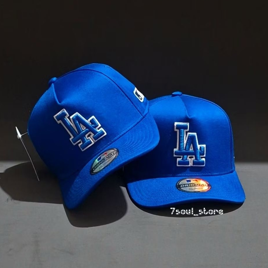 Topi LA Los Angeles Bordir Biru List Putih / Topi MLB Unisex Best Premium