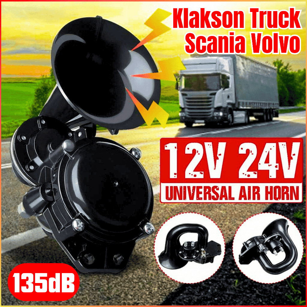 OTOHEROES Klakson Mobil 12/24V Suara Kencang Angin Keong Trompet Truk Scania Volvo Air Horn 135dB
