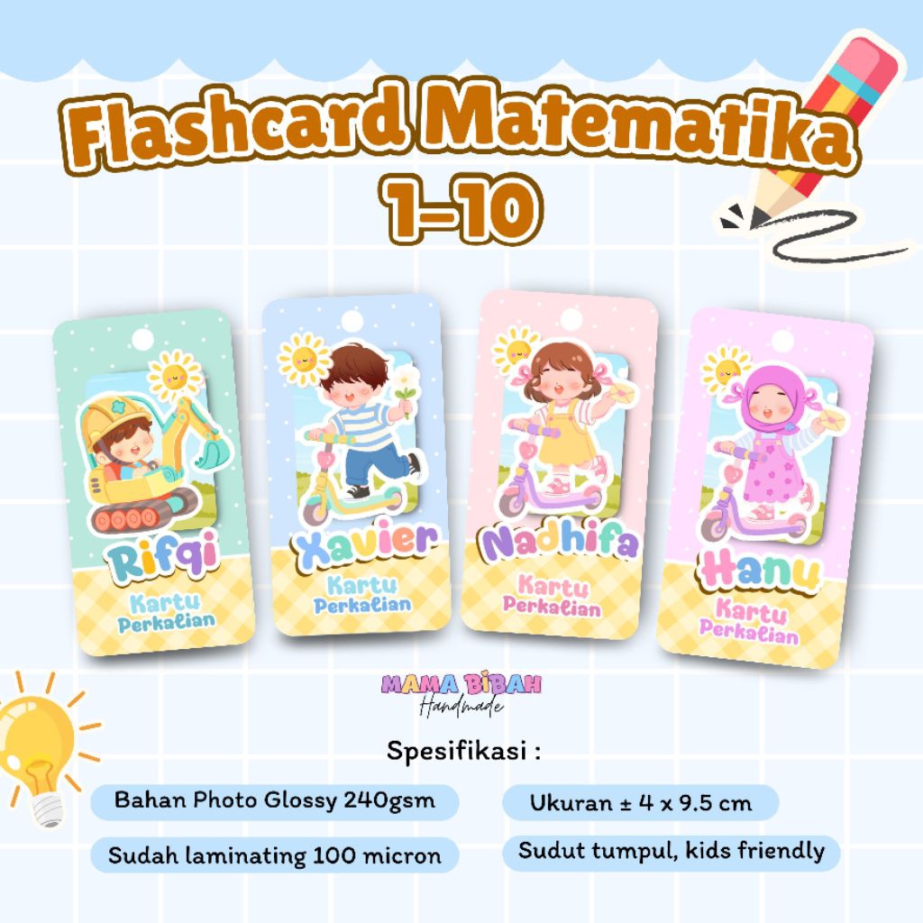 Flashcard Edukasi/Flashcard pembagian/Flashcard Perkalian/mainan edukasi anak/Flashcard Matematika