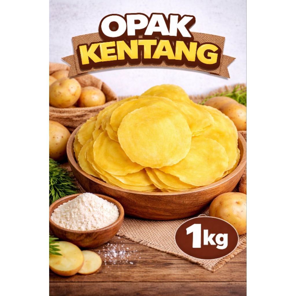 Opak Kentang Mentah 1kg – Kerupuk Kentang Gurih Renyah | Siap Goreng