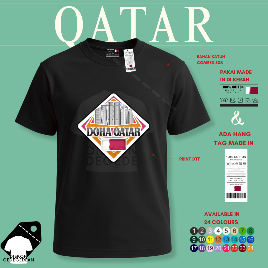 Diskongedegedean Kaos Souvenir Qatar Baju Tshirt Oleh Oleh Qatar Dewasa Anak Varian 3