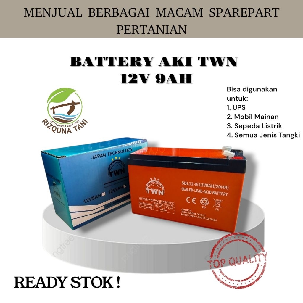 AKI  BATTERY TWN OREN 12V 9AH / AKI TWN ORIGINAL / AKI SPAREPART / AKI UPS/ AKI MOBIL MAINAN/ AKI PO