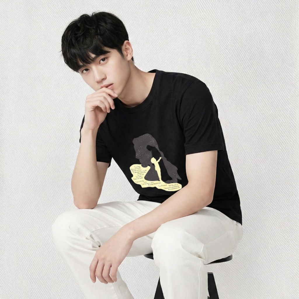 KAOS OBLONG HANDESIGN COMBED ROHANI HITAM UNIVERSE /UN1