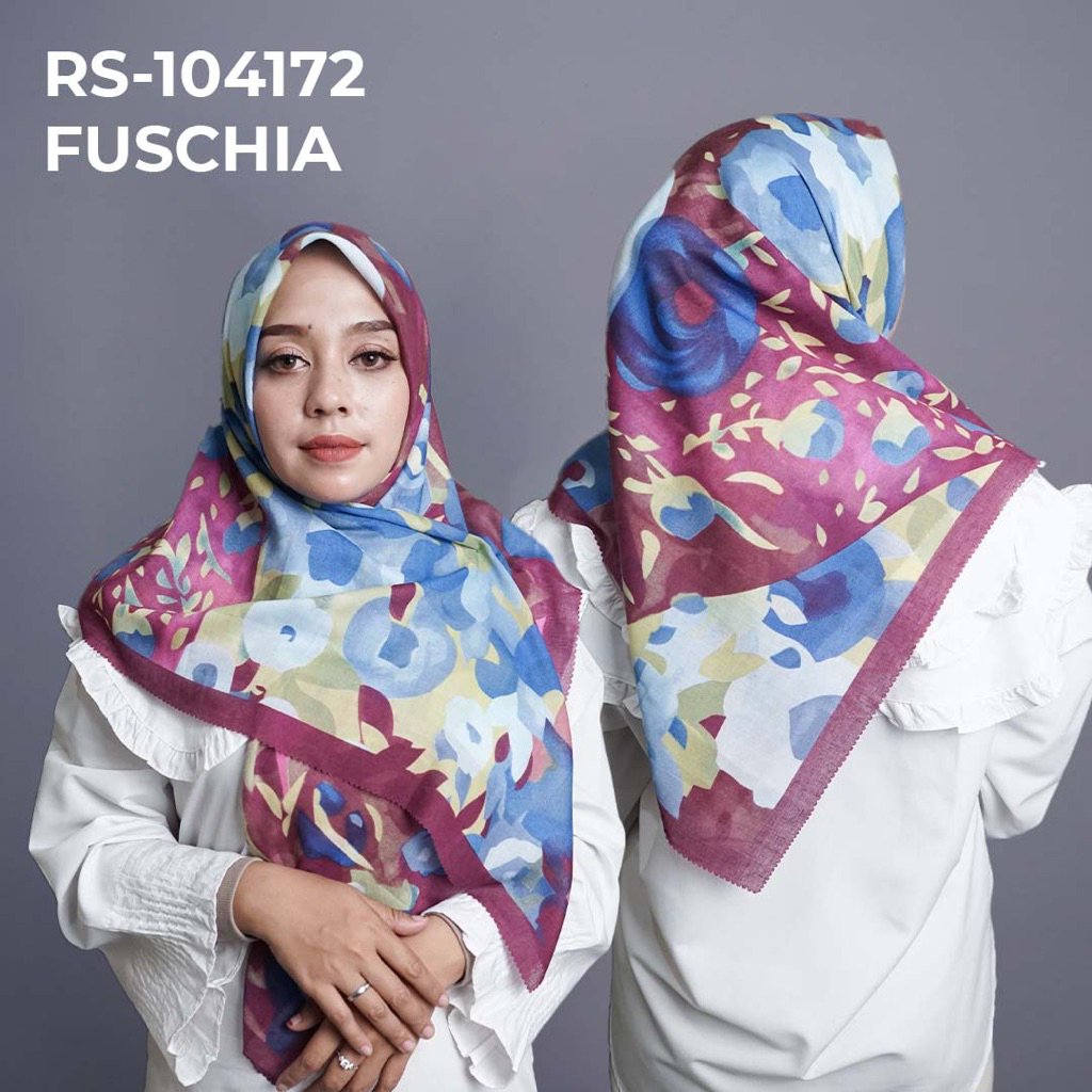 RS-104172 FUSCHIA Hijab Jilbab Dennay Scarves Voal Motif Segi Empat Basic Laser Cut