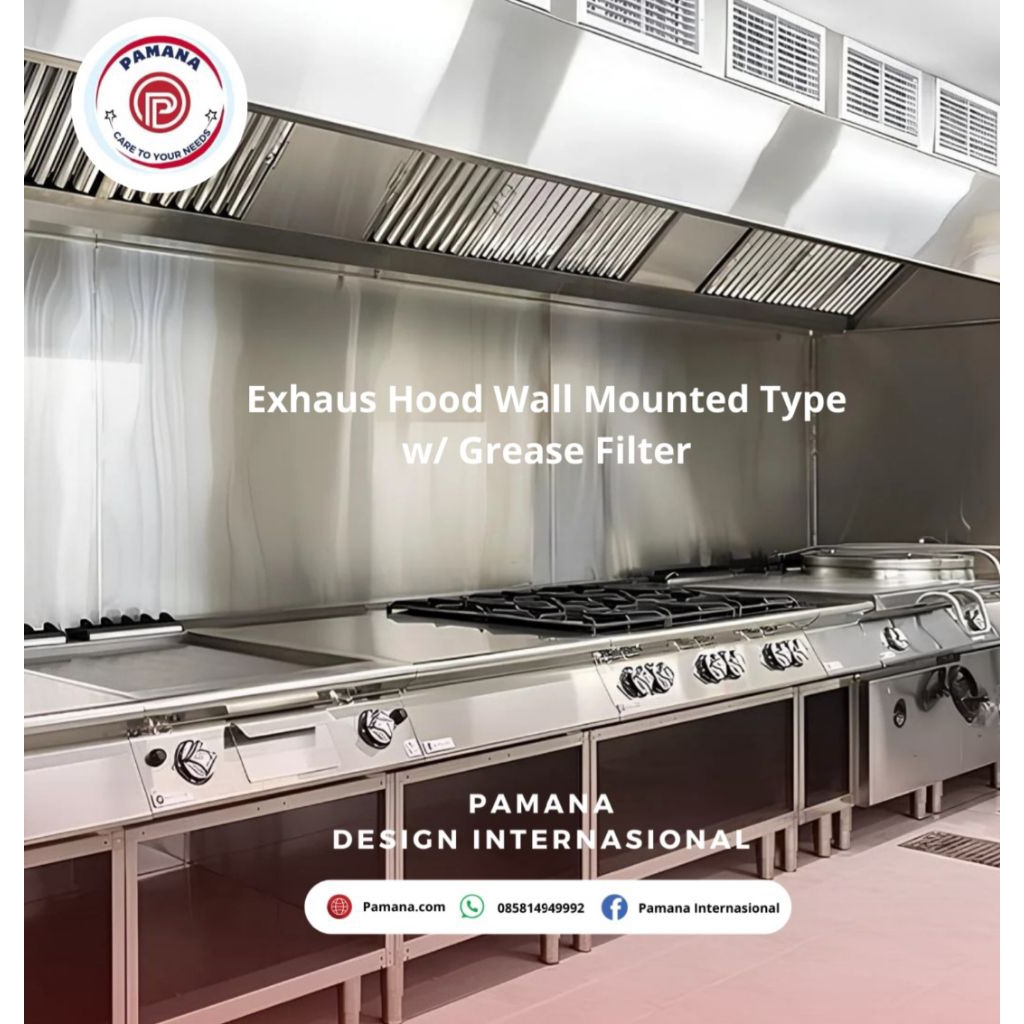 Exhaust Hood Wall Mounted Type w/Grease Fillter + Lamp