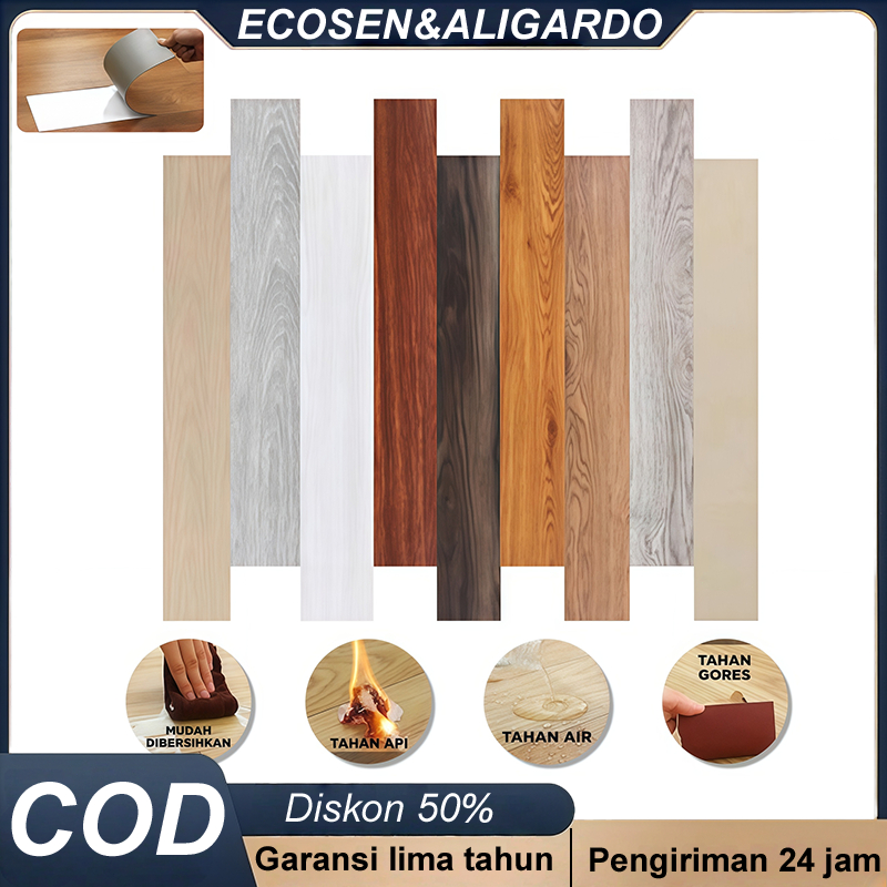 Lantai Vinyl Stiker Lantai Kayu Wallpaper Lantai Premium Ukuran 91 x 15 cm Vinyl Lantai Stiker