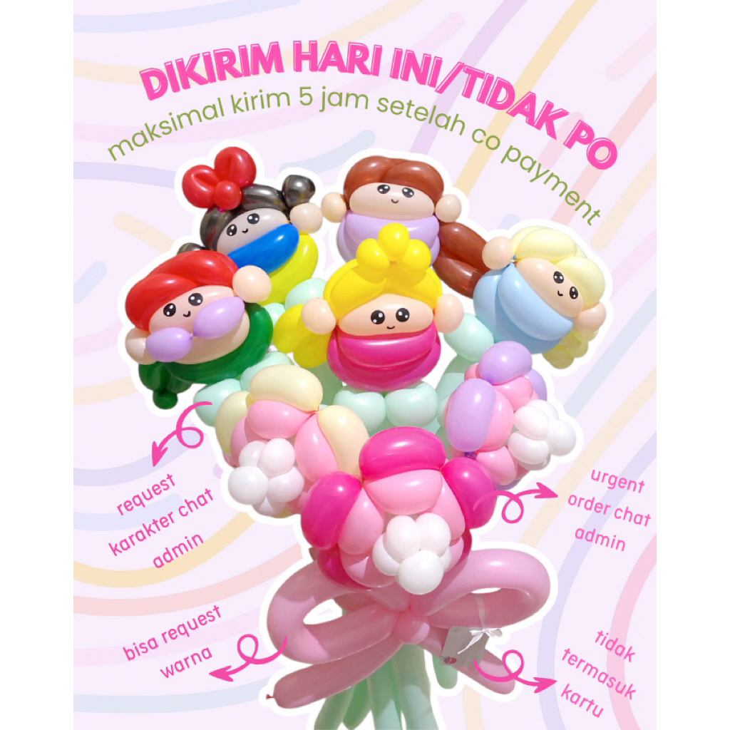 (BACA DESKRIPSI) BUKET BALON KARAKTER/BUKET BALON WISUDA/BALON WISUDA/BUKET BALON BUNGA