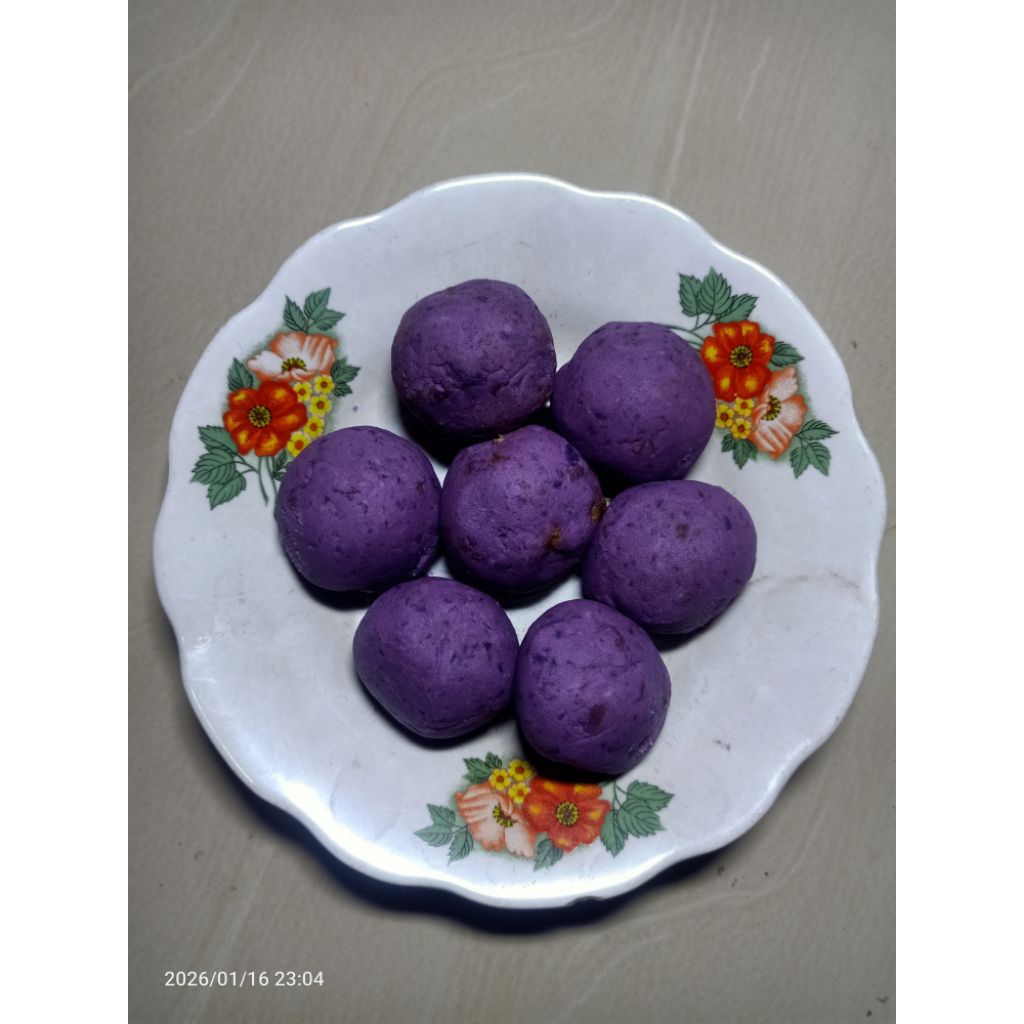 SAMPEL GRATIS,JUAL BOLA BOLA UBI UNGU FRESH FOOD/ FROZEN FOOD REDY TOO GORENG 1 Pcs~Berat:25 gr,50 g
