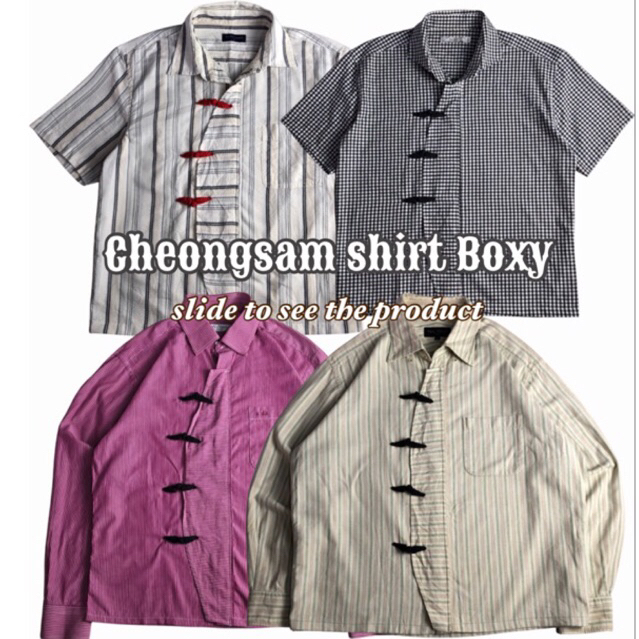 Cheongsam shirt boxy lengan panjang / pendek | Unisex