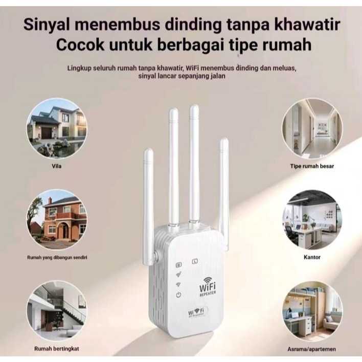 LUCKYHOUSE1 - WiFi RE142F penguat sinyal Dual Port Mini Portabel Setting Simpel Tanpa Kabel Ribet