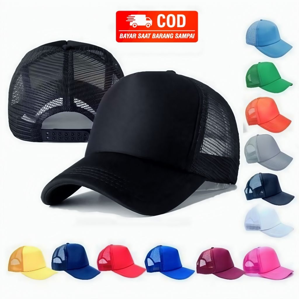 Topi Trucker Jaring Polos / Topi Jaring / Topi Polos