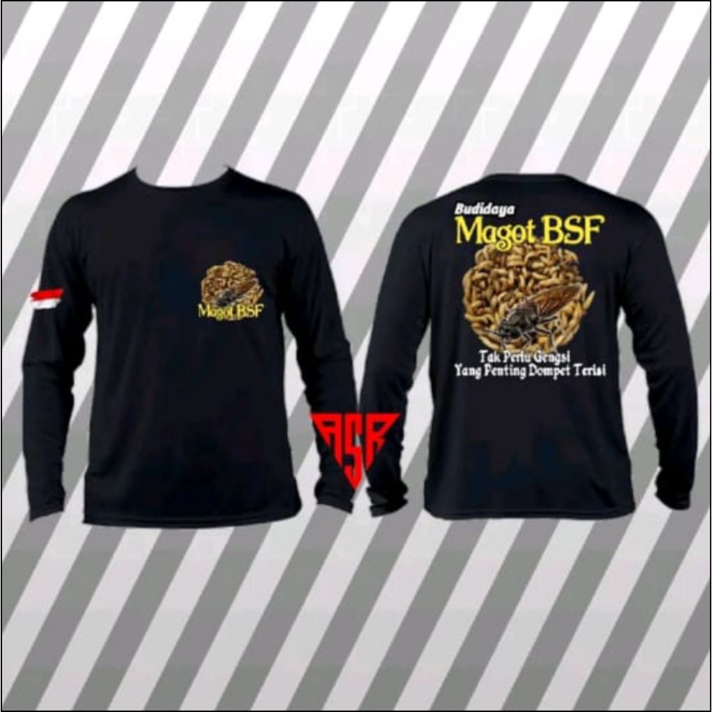 Kaos Distro LENGAN PANJANG BUDIDAYA MAGOT BSF FREE NAMA Kaos Sablon custom/Kaos T-shirt Pria Dan Wan