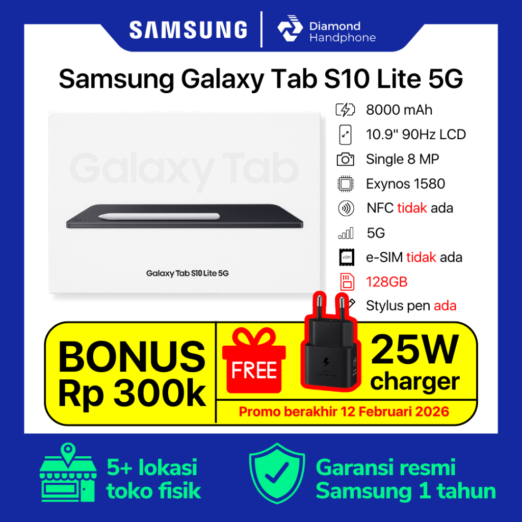 Samsung Galaxy Tab S10 Lite 5G 6/128 6/128GB 6GB 128GB Garansi Resmi